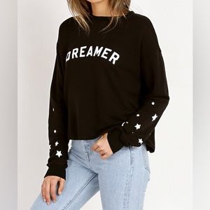 Spiritual Gangster Dreamer Black Cropped Star Pullover Top